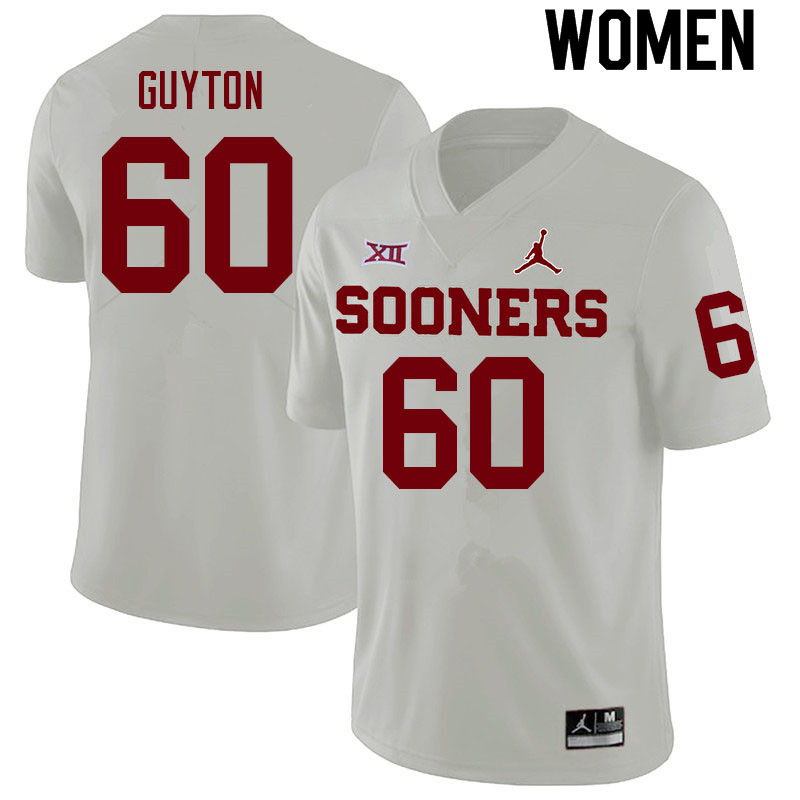 Women #60 Tyler Guyton Oklahoma Sooners College Football Jerseys Sale-White - Click Image to Close
